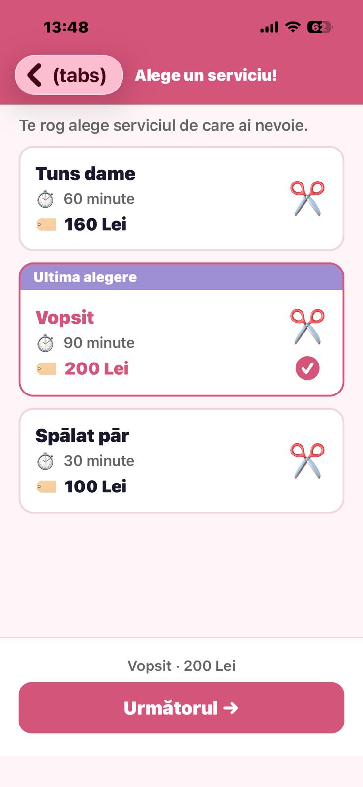 Alegerea serviciului